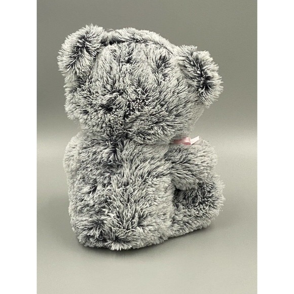 Excite USA 10” Gray Teddy Bear Plush Holding Pink XOXO Heart Stuffed Animal Toy - Picture 3 of 8